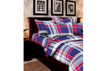 Multicolored Check 300 TC Polycotton 1 Double Bedsheet with 2 Pillow Covers