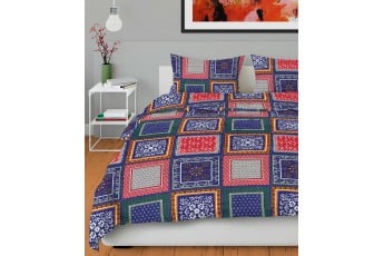 Ethnic Printed 300 TC Polycotton 1 Double Bedsheet with 2 Pillow Covers