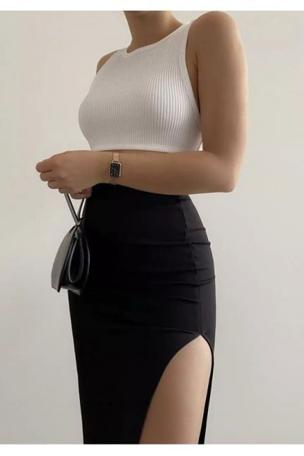 Set of 2- Rib crop top with Cocktail Skirt