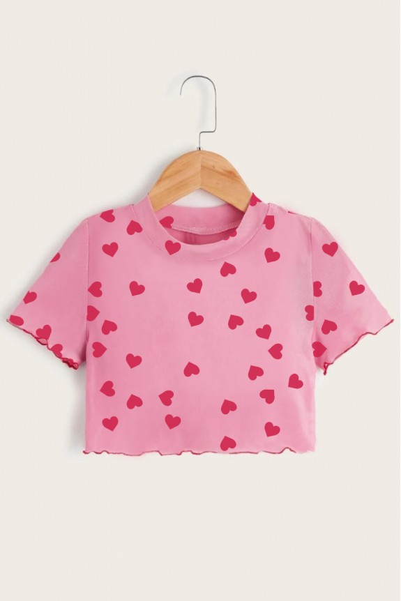 Heart print pink top