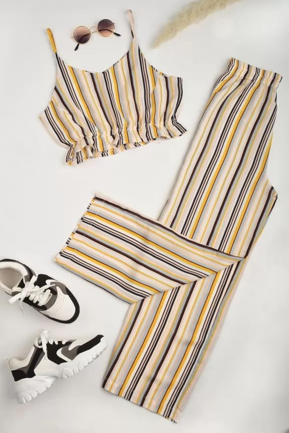 Set of 2: stripe trouser and crop top