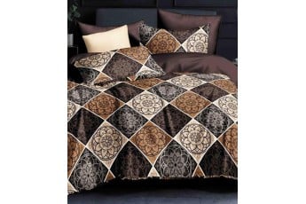 Chocolate & Beige Mandala Print Double Bedsheet with 2 Pillow Covers