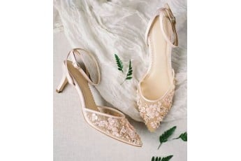 Floral pearl beaded heels
