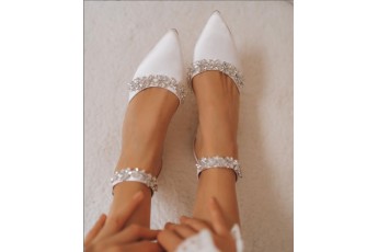 Pretty white rhinestone heels 