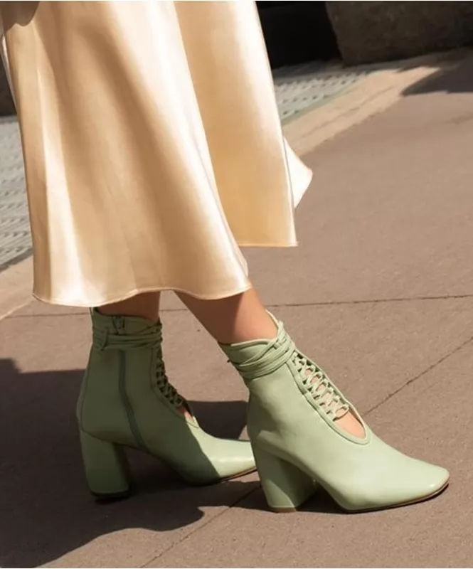 Mint green lace up boot