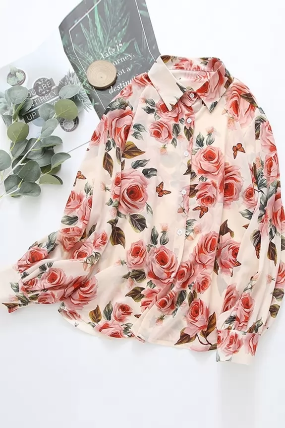 Georgette Flower Print Shirt   