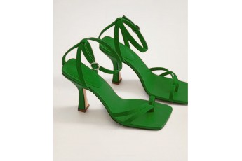 Chic green strappy heels