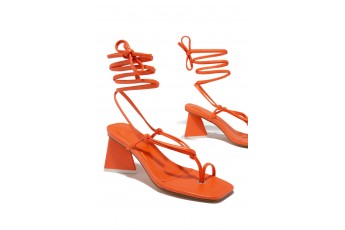 Summer orange tie up heel