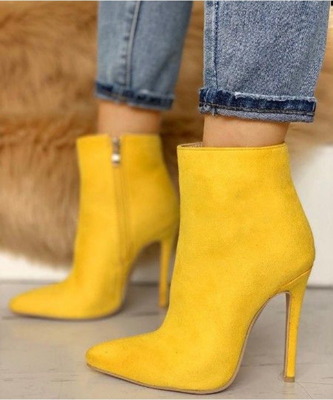 Solid yellow ankle boots 