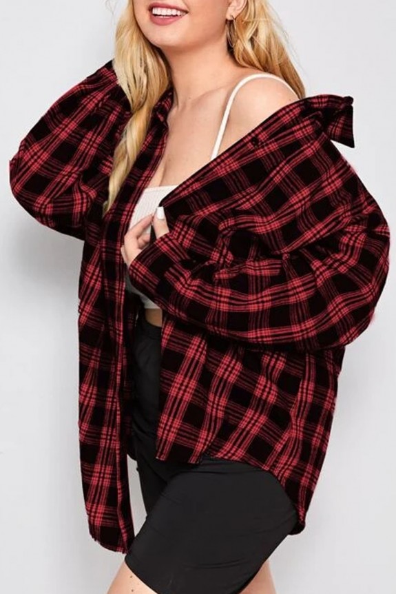 Red Check oversized Shirt 