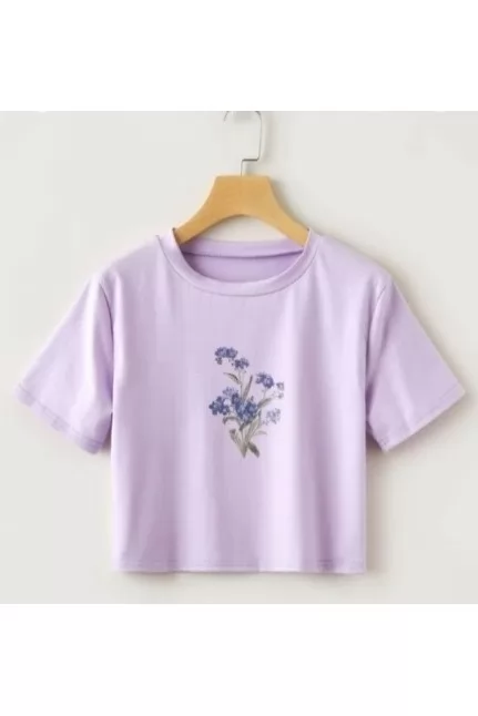 Lavender  Color Crop Tee