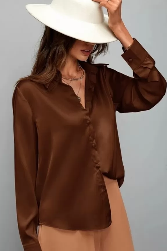 Brown Satin Shirt 