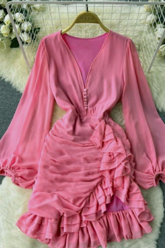 Pink Frilly Flowy Dress 