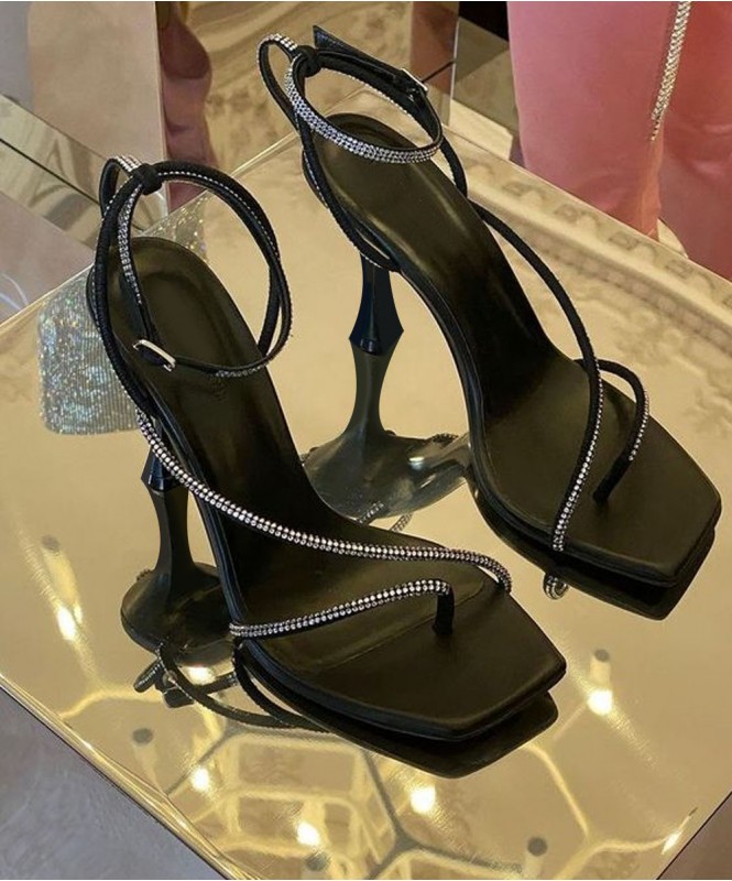The beautiful shimmer strap black heels