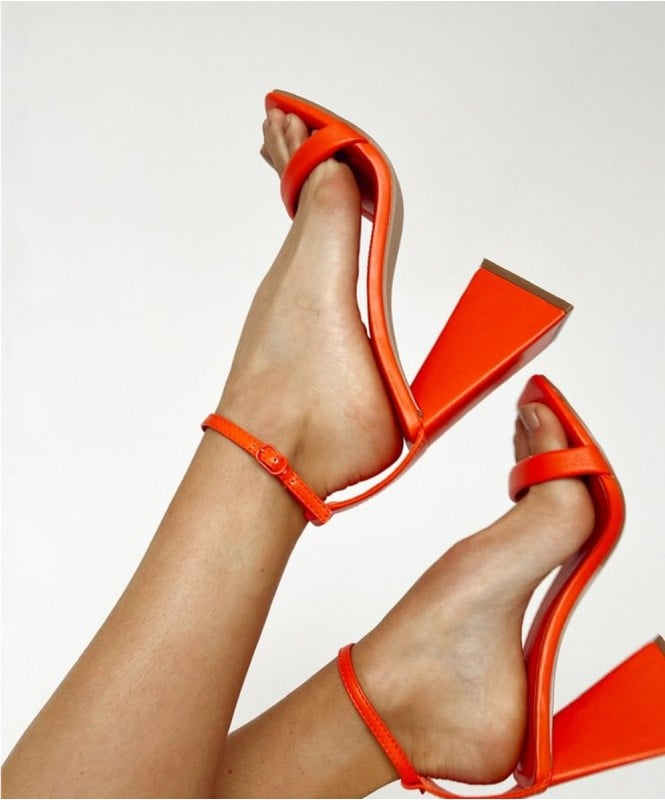 ASOS DESIGN National strappy high heeled sandals in orange | ASOS