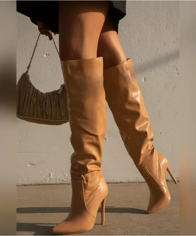 Caramel brown heel boot