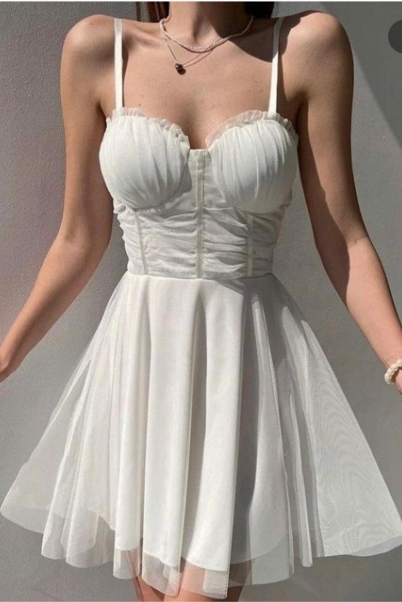 White Flared Mini Dress