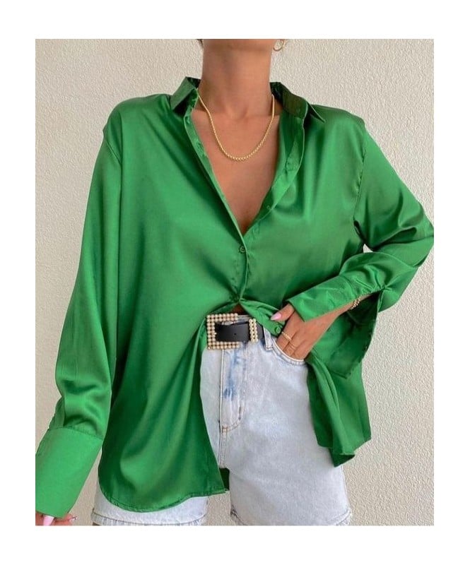 Green Satin Shirt 
