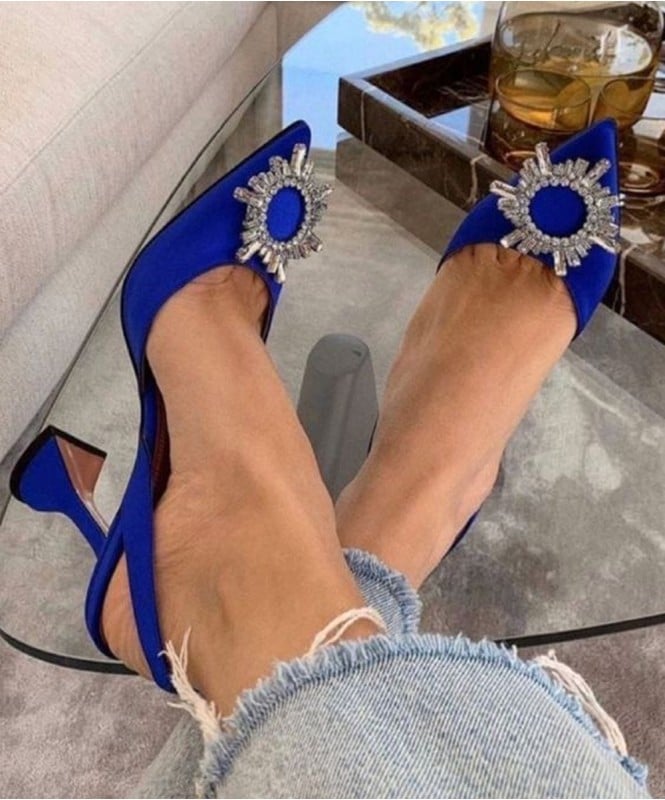 Embellished crystal royal blue heels