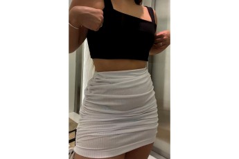 Set of two : Black Top with white SKirt
