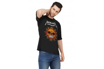  Premium Cotton Black Oversize Metallica Graphic T-shirt 