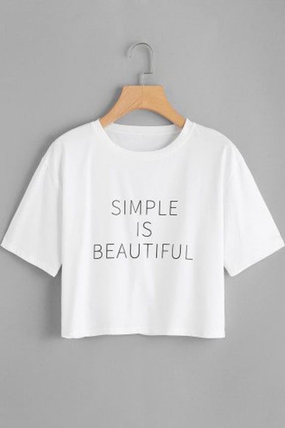 Simple is beautiful white crop t-shirt