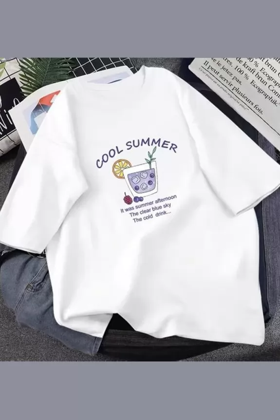 Cool summer printed oversized tshirt