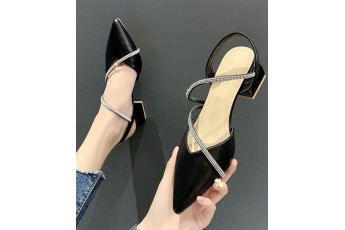 Black shimmer block heel
