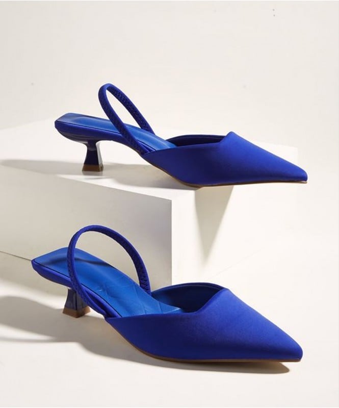 Solid blue suede heels