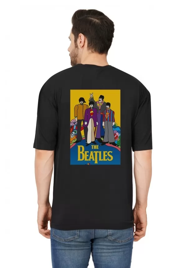 Premium Cotton Black Beatles Graphic Oversize  T-shirt  