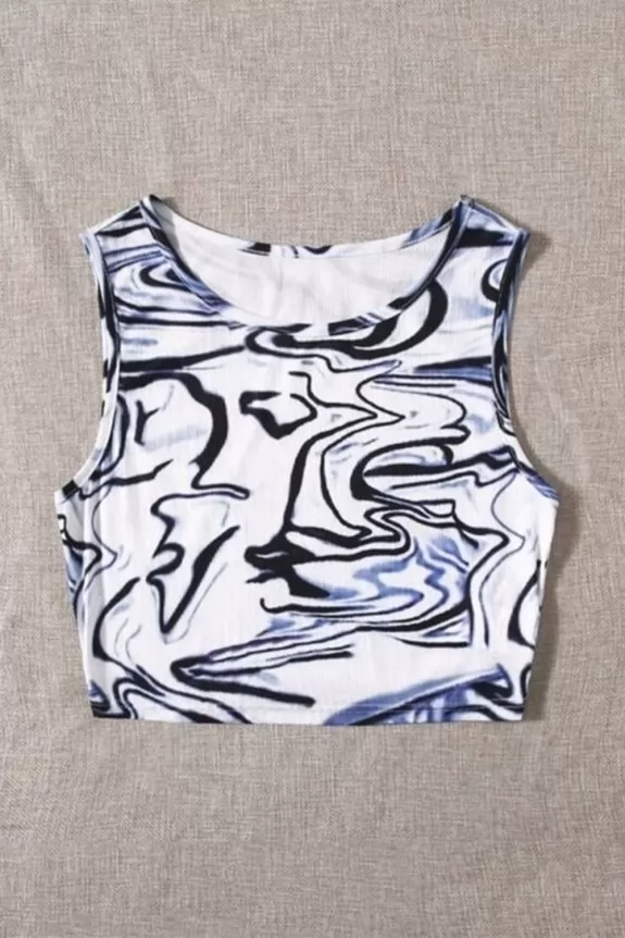 Plus Abstract Printed Tank Top