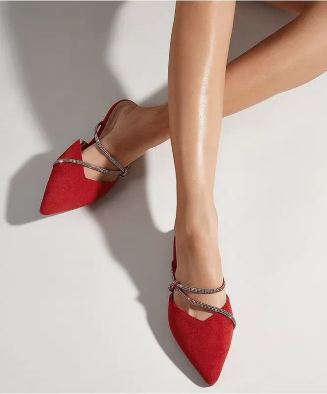 Red shimmer cross pointed mule