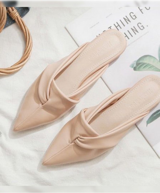 Blush nude overlap mule