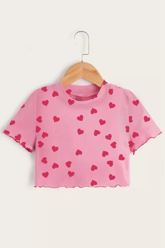 Plus Heart print pink top