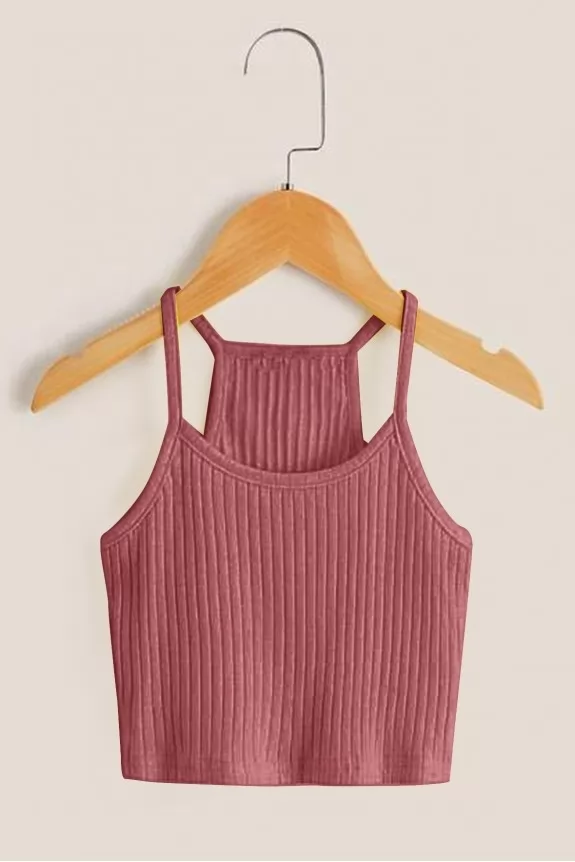 Plus Solid Cami Crop Top - Mauvewood