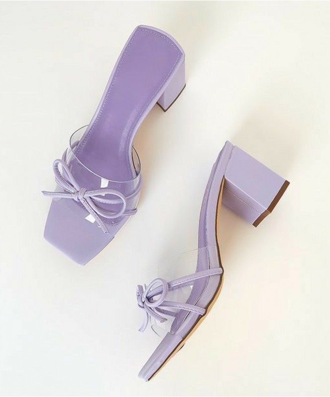 Lavender transparent bow heel