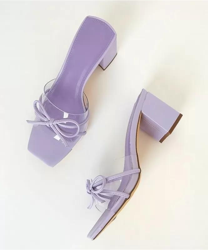 Lavender transparent bow heel