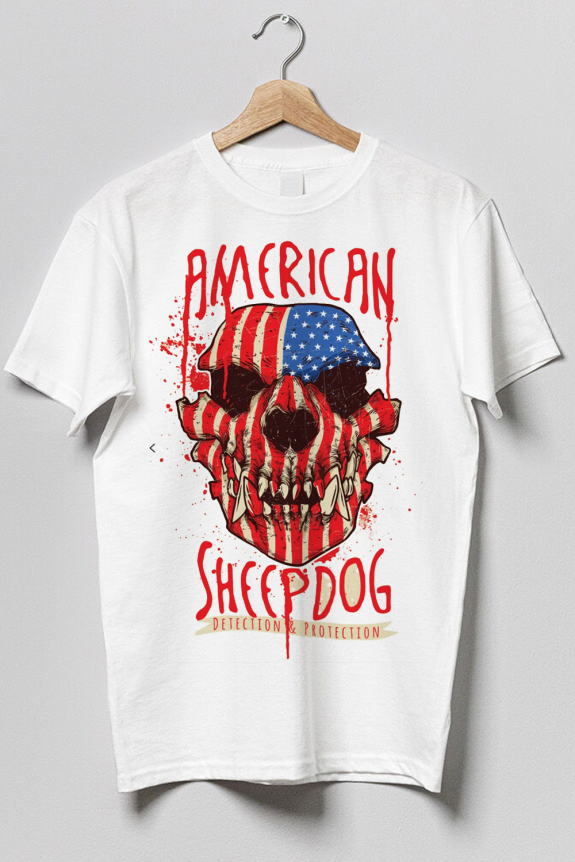 Sheep dog cotton graphic regular t-shirt