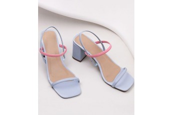 Pastel blue strap heel