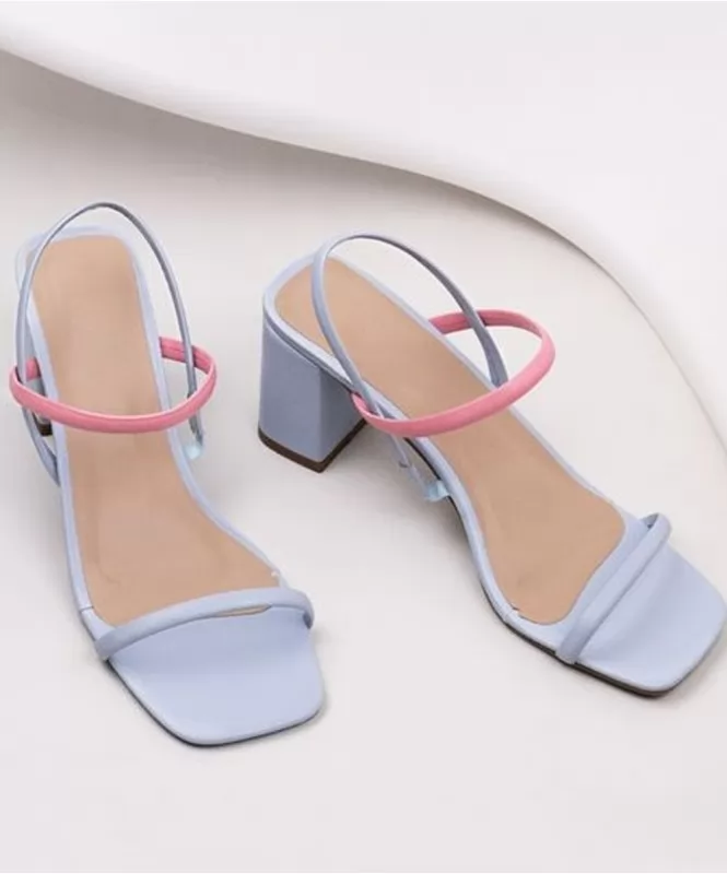 Pastel blue strap heel