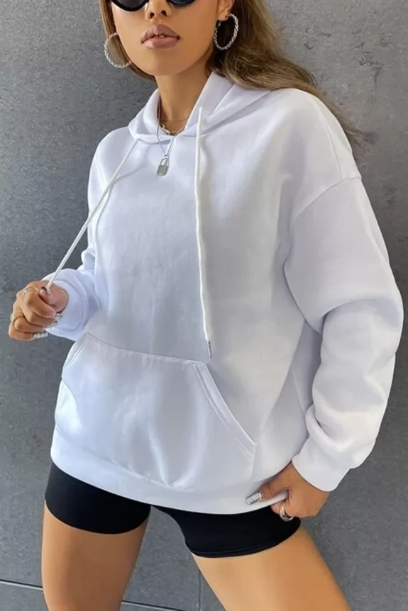 White Oversized Hoodie Street Style Store SSS