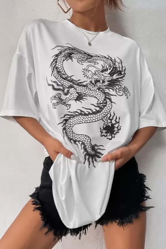 Snake print oversized white tshirt