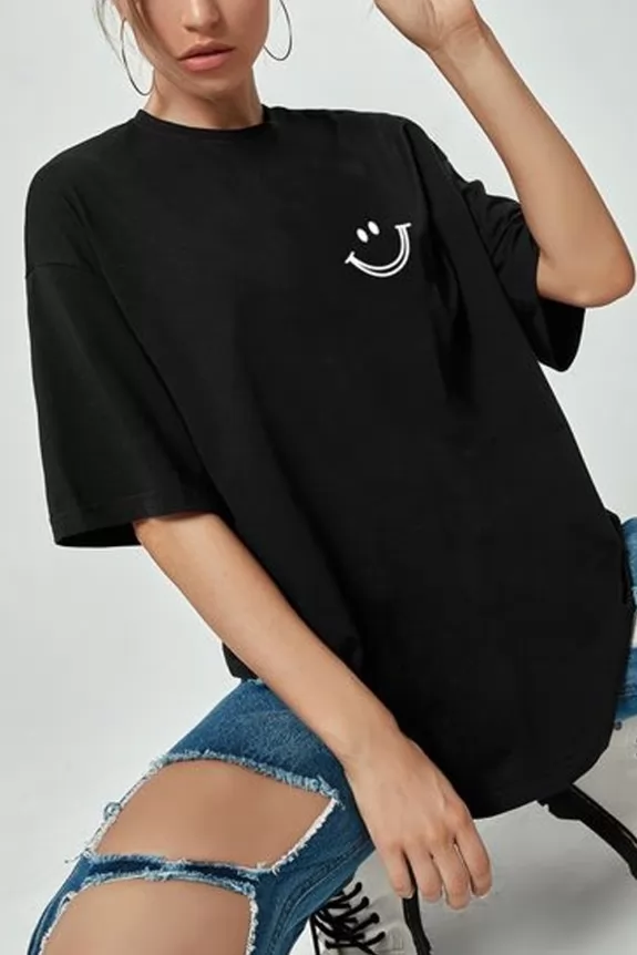 Smiley black oversized tshirt