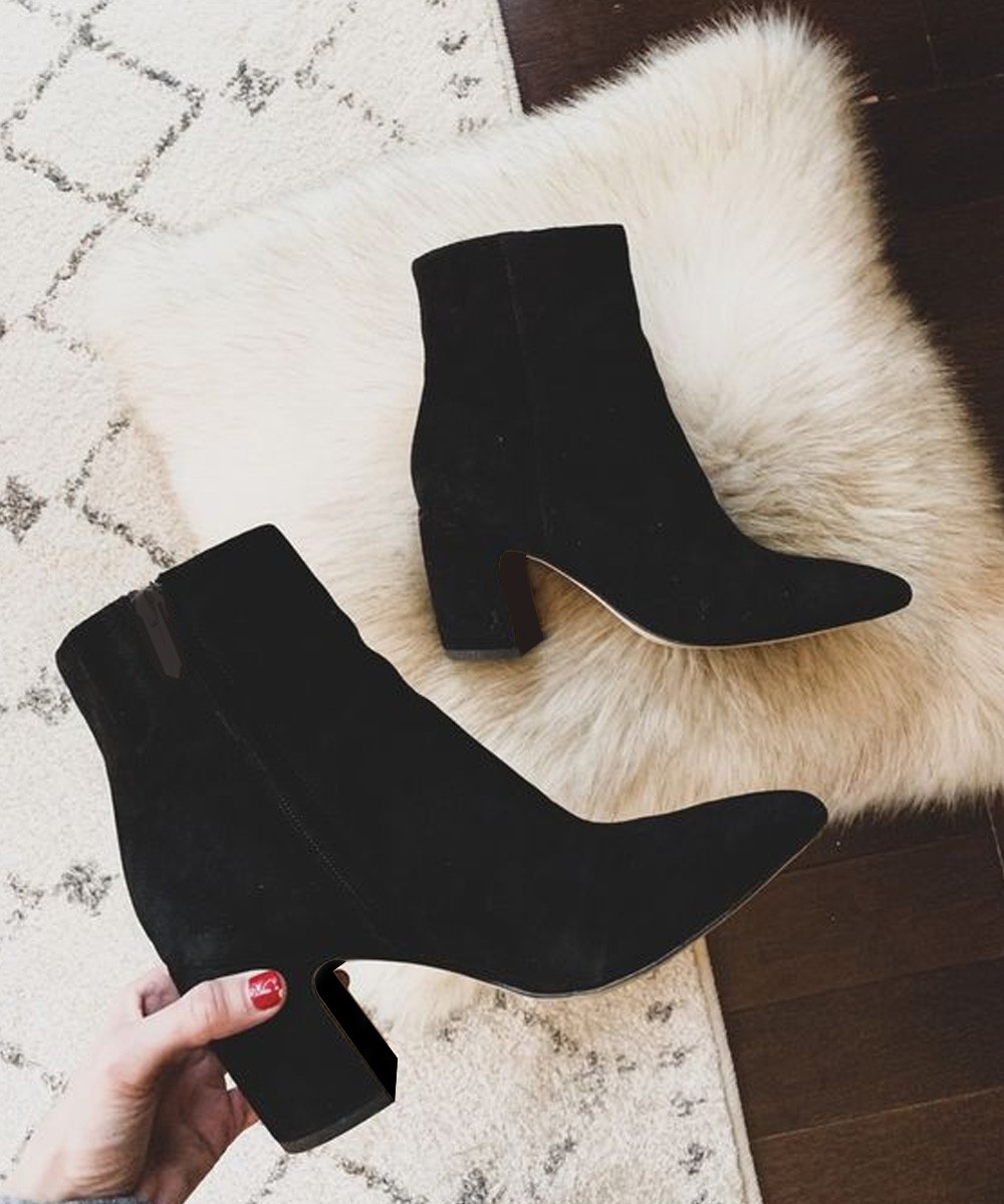 Black suede ankle boot Street Style Store