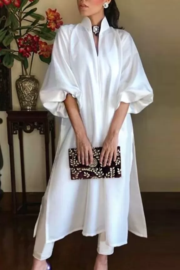 Shiny White sleeves kurta Street Style Store SSS