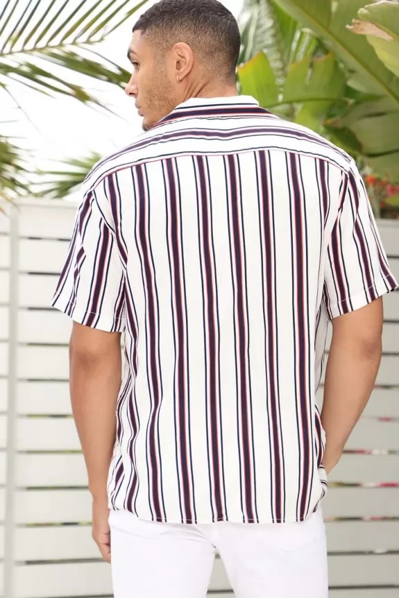   Vertical Striped Rayon Shirt