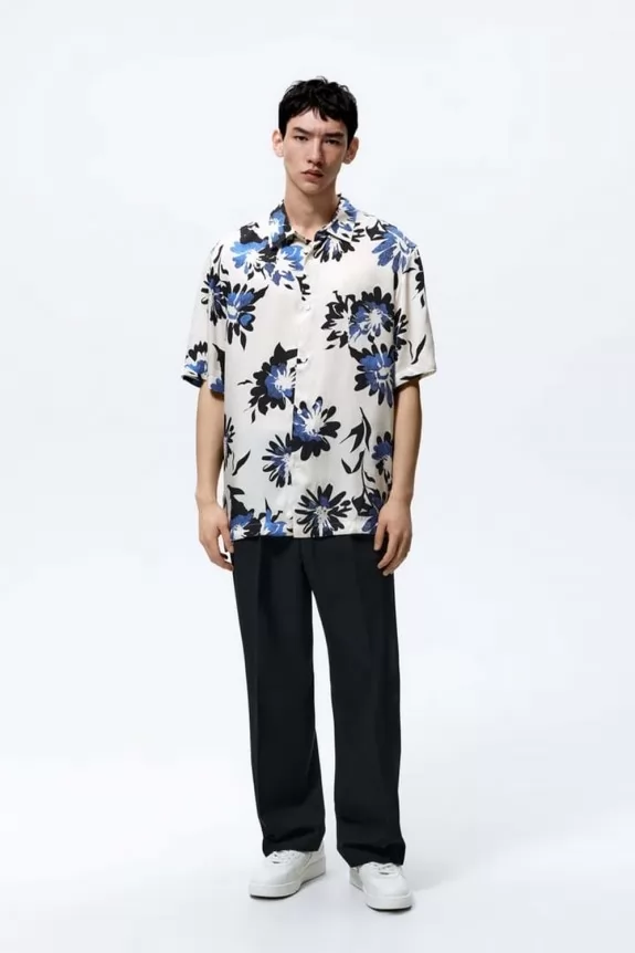 Floral Print Rayon Shirt