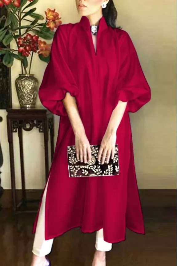 Shiny Burgundy sleeves kurta Street Style Store SSS