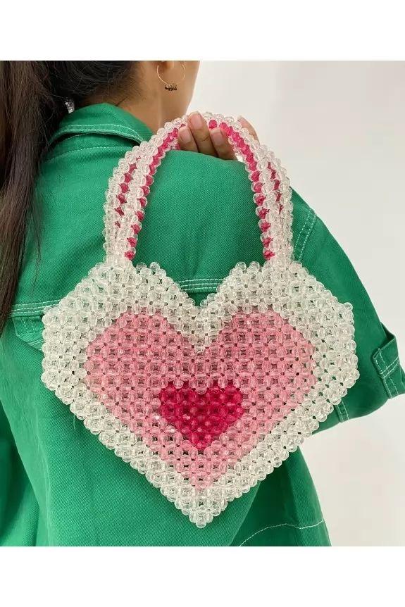 Hue of pink heart beaded bags