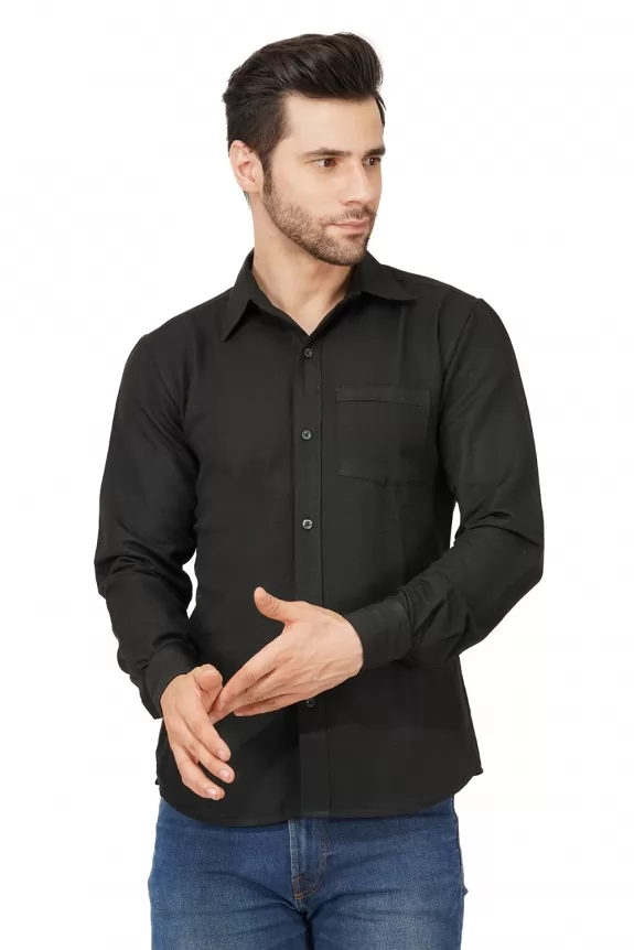 MEN BLACK SLIM FIT SHIRT